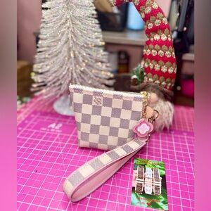 💓 Damier Azure Makeup Case pouch Wristlet Handmade